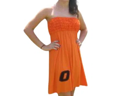 Livylu Oklahoma State University Logo Ruffle Dress In Orange