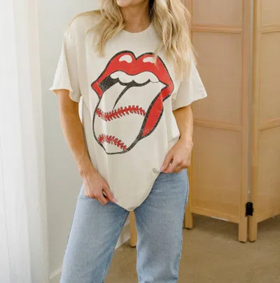 Livylu Rolling Stones Baseball Tee In White In Black