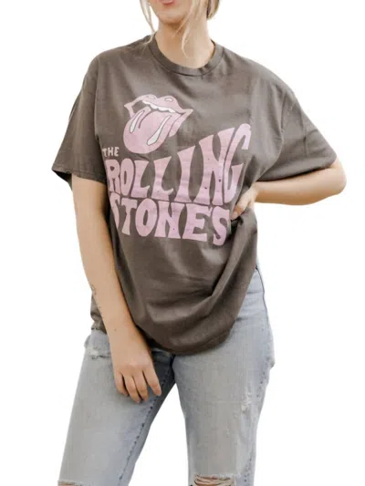 Livylu Rolling Stones Dazed Tee In Charcoal In Gray