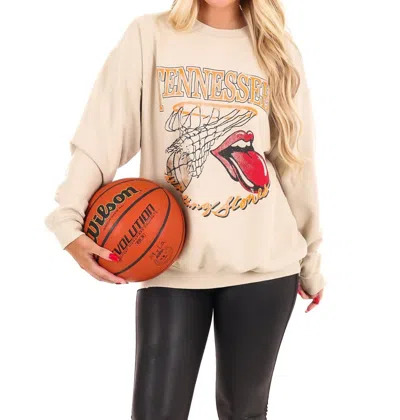 Livylu Rolling Stones Volunteers Basketball Net Sweatshirt In Sand In Beige