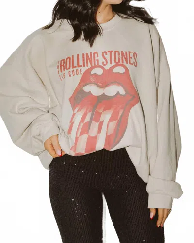 Livylu Rolling Stones Zip Code Sweatshirt In Sand In Gray