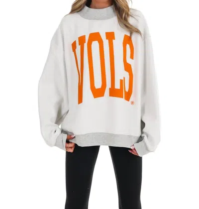 Livylu Tennessee Vols Tall Boy Mock Neck Sweatshirt In Gray In White