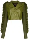 Liya Knitted-sleeve Jacket In Green