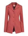 Liya Woman Blazer Brick Size 8 Cotton, Polyester, Elastane In Red