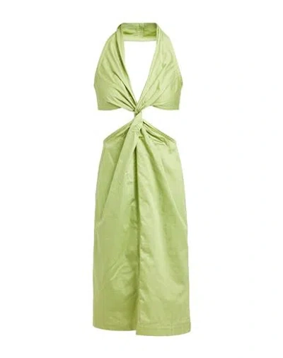 Liya Woman Midi Dress Light Green Size 4 Cotton