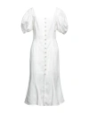 Liya Woman Midi Dress White Size 10 Linen In White
