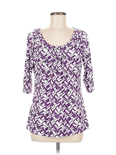 Pre-owned Liz & Co. 3/4 Sleeve Blouse In Purple