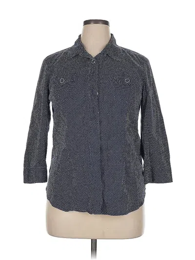 Pre-owned Liz & Co. 3/4 Sleeve Button Down Shirt In Gray