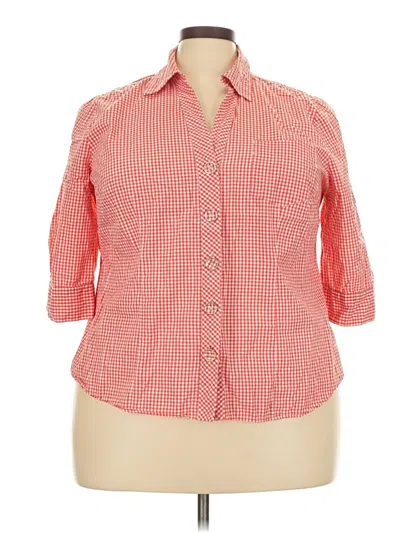 Pre-owned Liz & Co. 3/4 Sleeve Button Down Shirt In Red