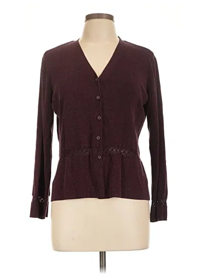 Pre-owned Liz & Co. Cardigan Sweater In Burgundy