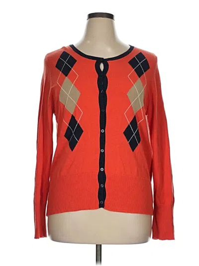Pre-owned Liz & Co. Cardigan Sweater In Red