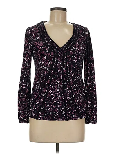 Pre-owned Liz & Co. Long Sleeve Blouse In Purple