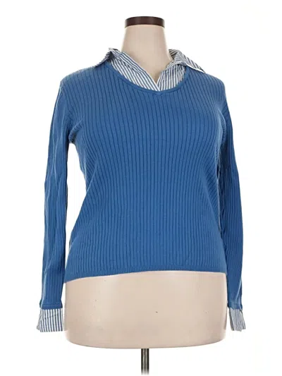 Pre-owned Liz & Co. Pullover Sweater In Blue