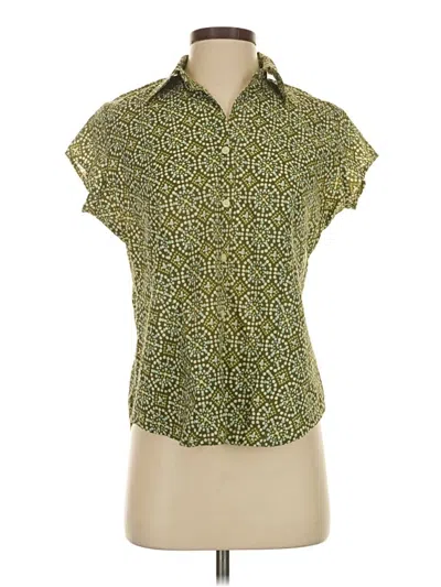 Pre-owned Liz & Co. Short Sleeve Blouse In Green