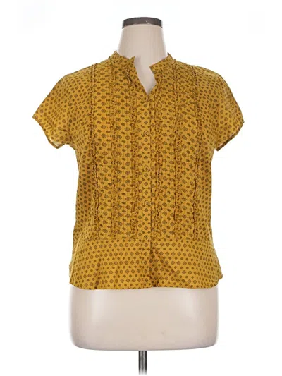 Pre-owned Liz & Co. Short Sleeve Blouse In Yellow