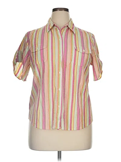 Pre-owned Liz & Co. Short Sleeve Blouse In Yellow