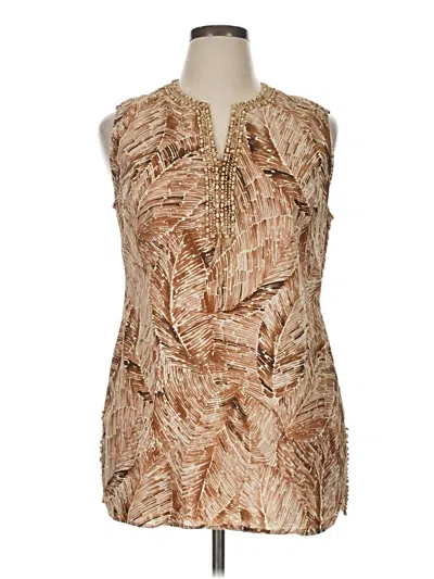 Pre-owned Liz & Co. Sleeveless Blouse In Brown