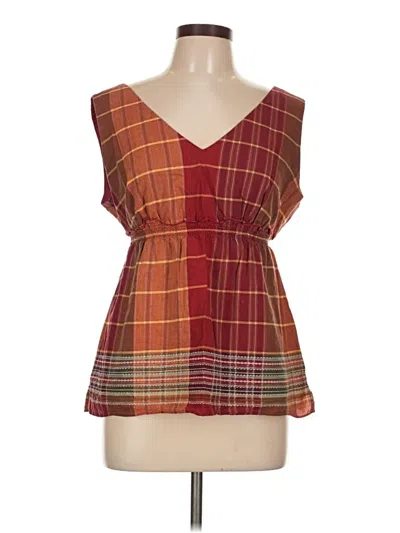 Pre-owned Liz & Co. Sleeveless Blouse In Burgundy