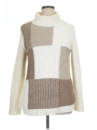 Pre-owned Liz & Co. Turtleneck Sweater In White