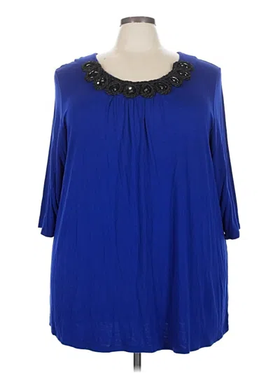 Pre-owned Liz & Me 3/4 Sleeve Blouse In Blue