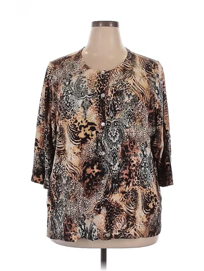 Pre-owned Liz & Me 3/4 Sleeve Blouse In Brown