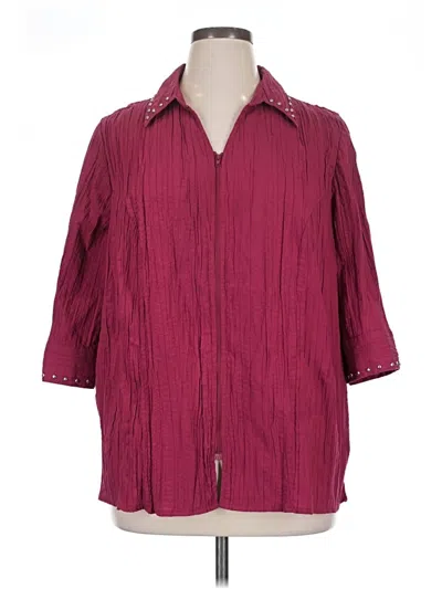 Pre-owned Liz & Me 3/4 Sleeve Blouse In Burgundy