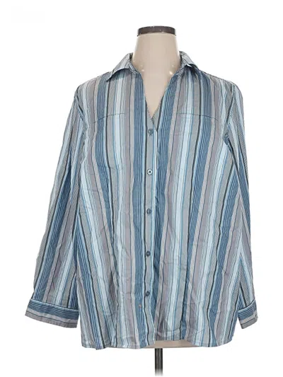 Pre-owned Liz & Me 3/4 Sleeve Button Down Shirt In Blue