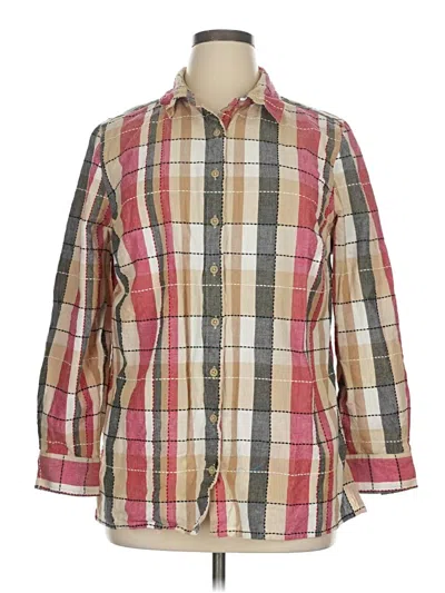 Pre-owned Liz & Me 3/4 Sleeve Button Down Shirt In Brown