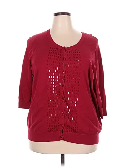 Pre-owned Liz & Me Cardigan Sweater In Burgundy