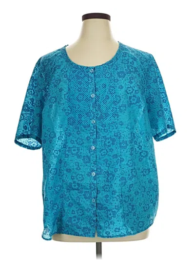 Pre-owned Liz & Me For Catherines Short Sleeve Blouse In Blue
