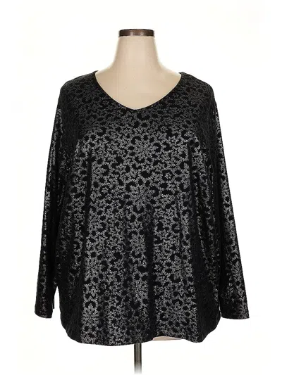 Pre-owned Liz & Me Long Sleeve Blouse In Black