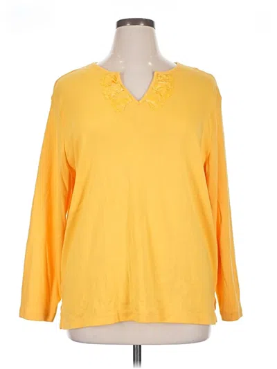 Pre-owned Liz & Me Long Sleeve Top Yellow V-neck Tops