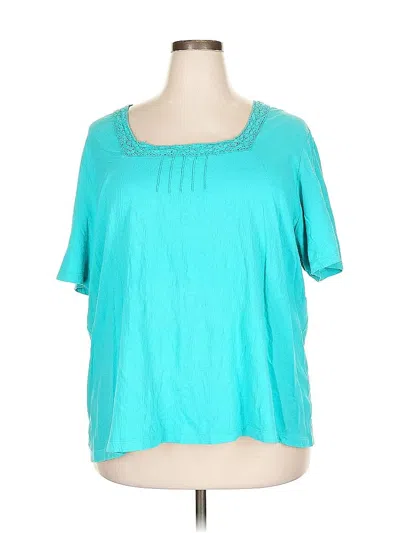 Pre-owned Liz & Me Short Sleeve Blouse In Blue