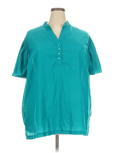 Pre-owned Liz & Me Short Sleeve Blouse In Blue