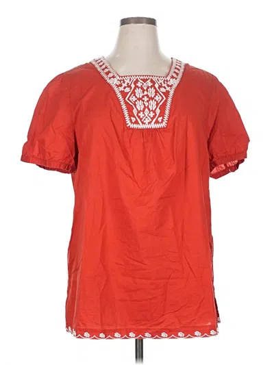Pre-owned Liz & Me Short Sleeve Blouse In Red