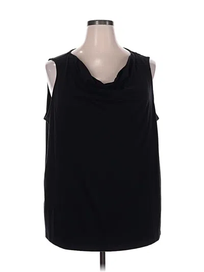 Pre-owned Liz & Me Sleeveless Top Black Solid Pattern Cowl Neck Tops