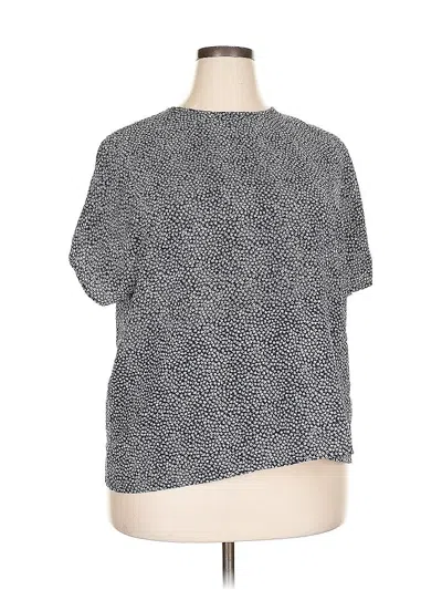 Pre-owned Liz Baker Essentials Short Sleeve Blouse In Gray