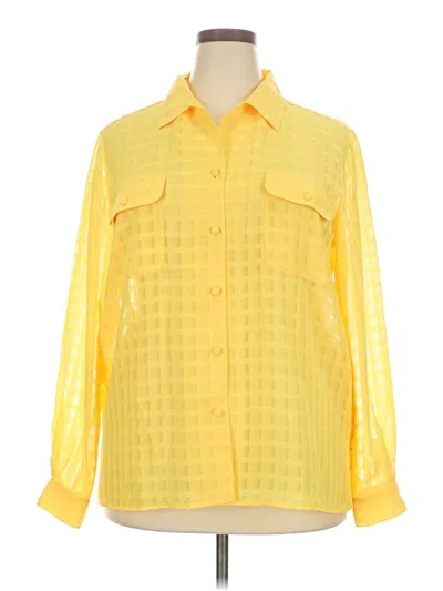 Pre-owned Liz Baker Long Sleeve Blouse In Yellow