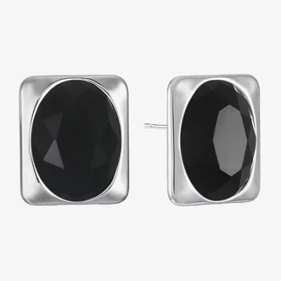 Liz Claiborne 16mm Oval Rectangular Stud Earrings In Black