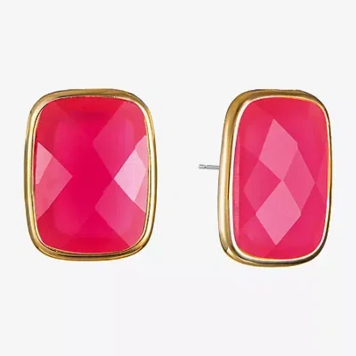 Liz Claiborne 25mm Rectangular Stud Earrings In Pink