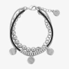 Liz Claiborne 3 Row Womens Charm Bracelet In Silver