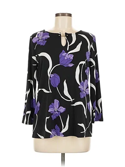 Pre-owned Liz Claiborne 3/4 Sleeve Blouse In Black