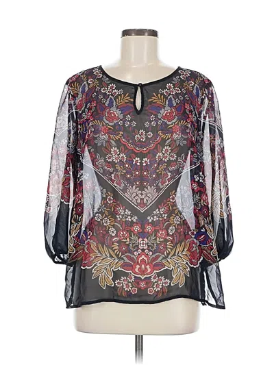 Pre-owned Liz Claiborne 3/4 Sleeve Blouse In Black