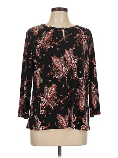 Pre-owned Liz Claiborne 3/4 Sleeve Blouse In Black