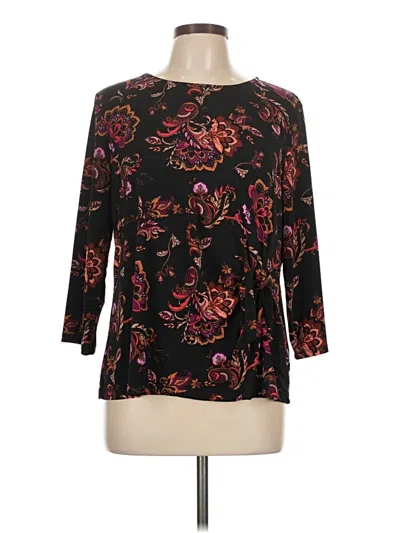 Pre-owned Liz Claiborne 3/4 Sleeve Blouse In Black