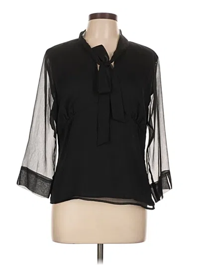 Pre-owned Liz Claiborne 3/4 Sleeve Blouse In Black