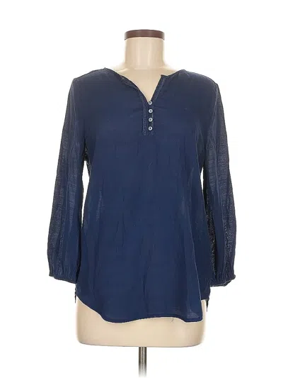 Pre-owned Liz Claiborne 3/4 Sleeve Blouse In Blue