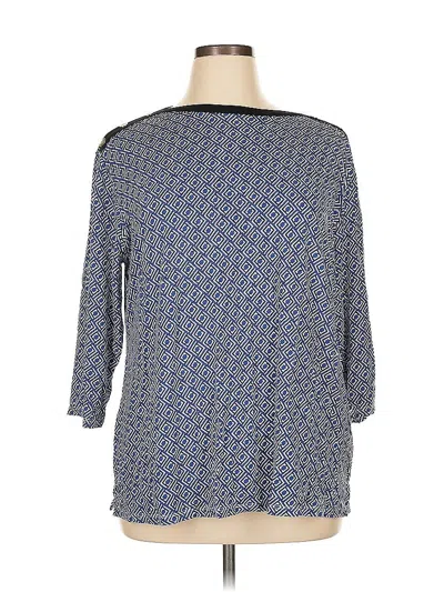 Pre-owned Liz Claiborne 3/4 Sleeve Blouse In Blue
