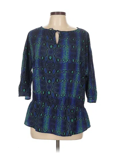 Pre-owned Liz Claiborne 3/4 Sleeve Blouse In Blue