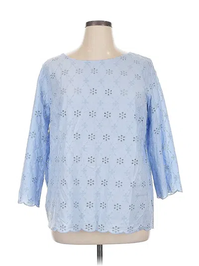 Pre-owned Liz Claiborne 3/4 Sleeve Blouse In Blue